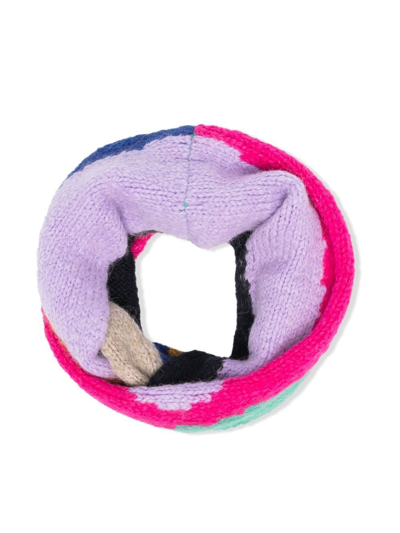 Bobo Choses Kids' Colour-block Knitted Infinity Scarf In Purple