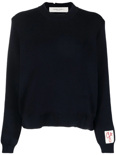 Golden Goose Distressed Long-sleeved Jumper In Blue