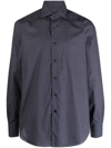 Barba Napoli Geometric Micro-pattern Shirt In Blue