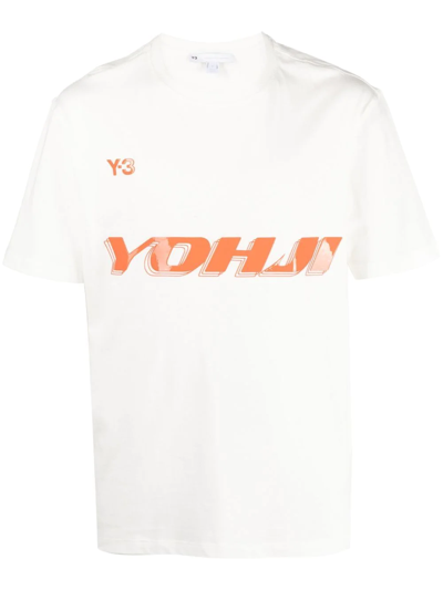 Y-3 Logo-print Short-sleeved T-shirt In White