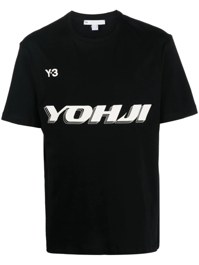 Y-3 Black Crew Neck T-shirt With Print