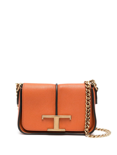 Tod's Brown Timeless Micro Leather Cross Body Bag In Potters Clay