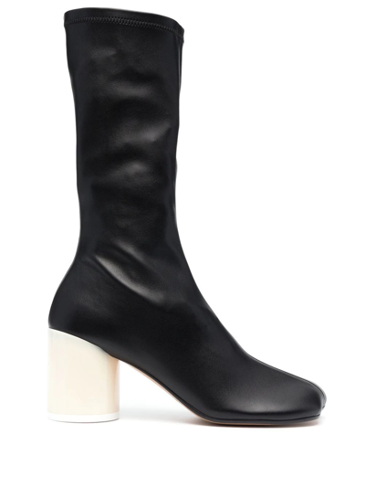 Mm6 Maison Margiela Stivaletto Mm6 Black Vegan Leather Slip-on Heeled Boots In Nero