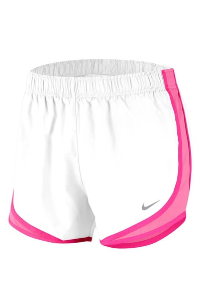 Nike Dri-fit Tempo Running Shorts In White/ Hyper Pink/wolf Grey