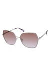 Kenneth Cole Geometric 60mm Sunglasses In Gold / Gradient Smoke