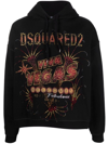 Dsquared2 Printed Viva Vegas Hoodie With Rhinestones In Black