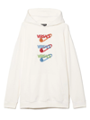 Versace Teen White Triple Print Safety Pin Logo Cotton Hoodie In Neutrals