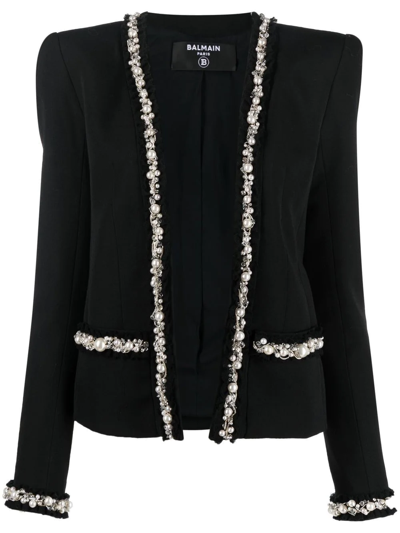 BALMAIN PEARL-TRIM OVERSIZED JACKET