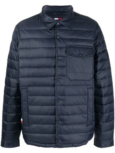 Tommy Hilfiger Logo-patch Padded Shirt Jacket In Blue