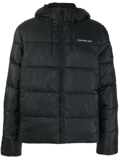 Calvin Klein Jeans Est.1978 Padded Drawstring Hood Jacket In Black