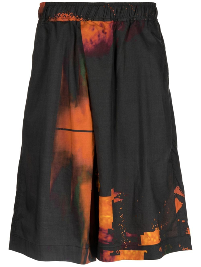 Julius Tie-dye Bermuda Shorts In Black