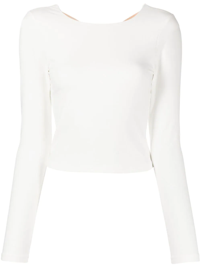 The Upside Racquet Tahnee Long-sleeve Crop Top In White