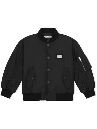 Dolce & Gabbana Kids' Padded Bomber Jacket In Black