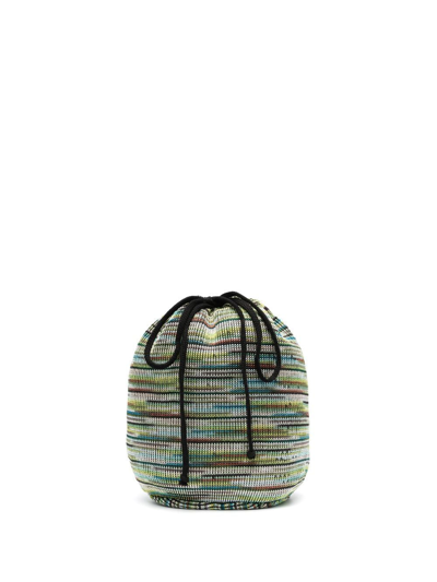 Missoni Knitted Drawstring Bucket Bag In Green
