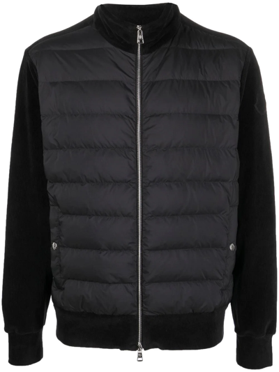 Moncler Padded-panel Zipped-up Jacket In Black