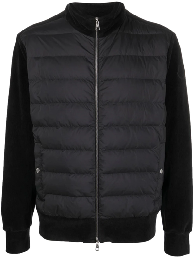 Moncler Padded Wool  Cashmere Zip-up Cardigan In Black
