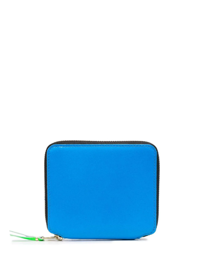 Comme Des Garçons Leather Colour-block Wallet In Blue