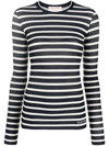 Valentino Striped Intarsia-knit Jumper In Blue