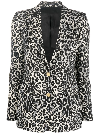 Tagliatore Leopard-print Single-breasted Jacket In Black