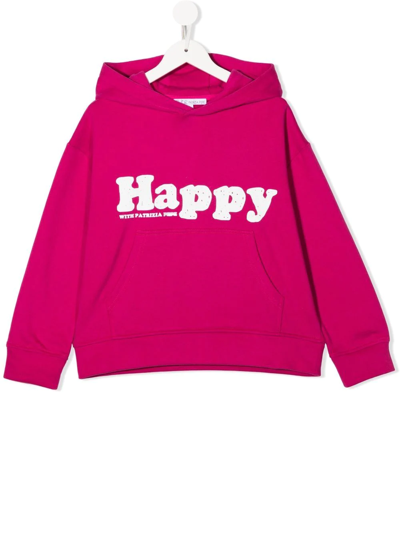 Patrizia Pepe Girl Kids' Slogan-print Hoodie In Pink