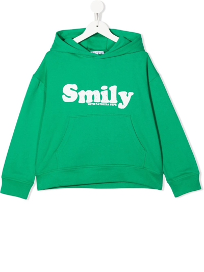 Patrizia Pepe Girl Kids' Slogan-print Cotton Hoodie In Green