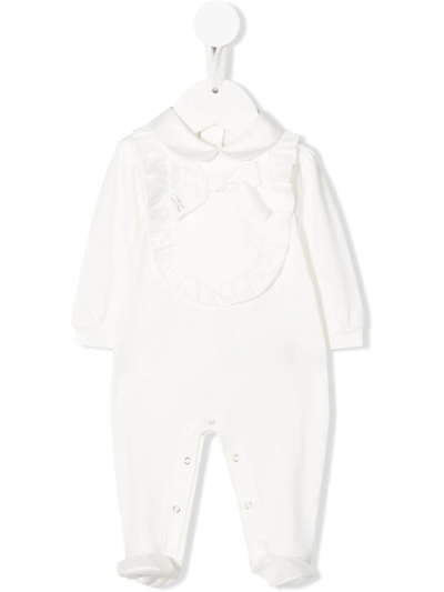 Elisabetta Franchi La Mia Bambina Embroidered-logo Detail Babygrow In White