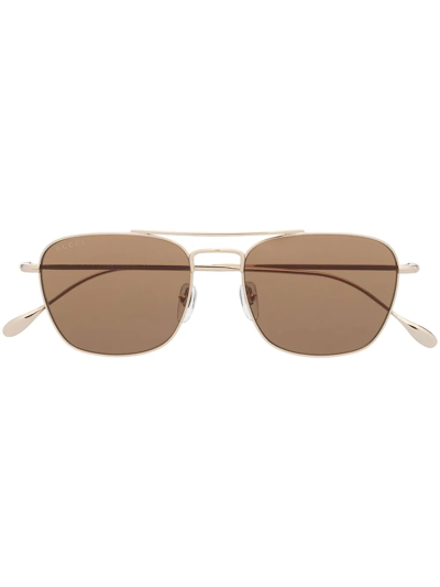 Gucci Square Pilot-frame Sunglasses In Gold