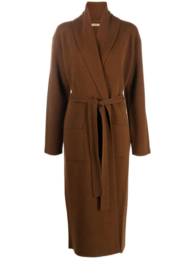 Nuur Mid-length Belted-coat In Brown