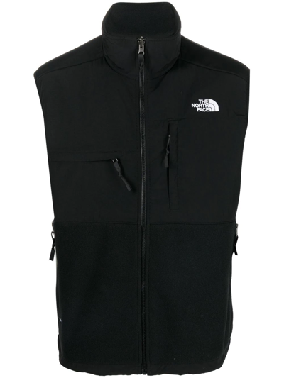 The North Face Embroidered-logo Zip-up Gilet In Black