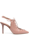 MALONE SOULIERS ALESSANDRA LACE-UP 100MM PUMPS