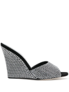 Paris Texas Holly Wanda Crystal-embellished Suede Wedge Mules In Black