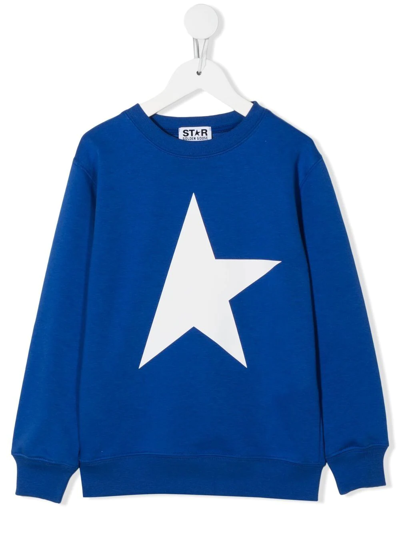 Golden Goose Little Kid's & Kid's Star Crewneck Sweatshirt In Blue White