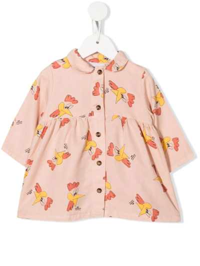 Bobo Choses Babies' All-over Chicken-print Dress In Pink