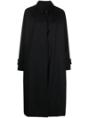 Studio Nicholson Black Coat With Concealed Button Placket In Blue