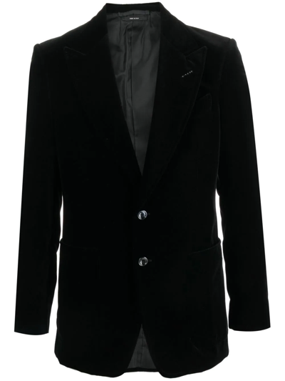Tom Ford Velvet-effect Single-breasted Blazer In Black