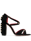 Hardot 100mm I'm Oral Studded Sandals In Black