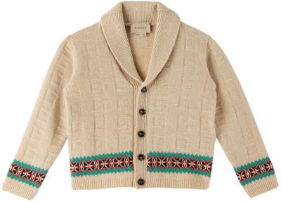 Gucci Baby Beige Angela Lynne Edition Square G Cardigan In Neutrals