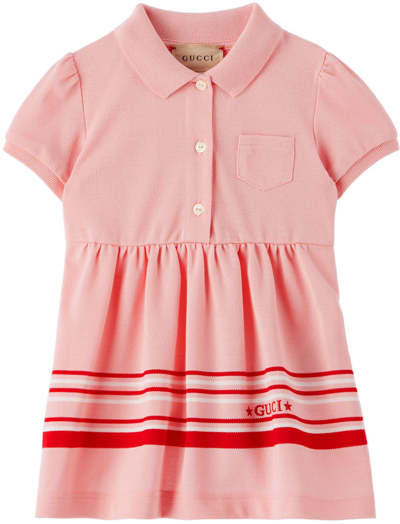 Gucci Baby Pink Striped Dress In 5307 Pink/mix