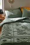 Urban Outfitters Jackie Icon Tufted Comforter In Dark Green At