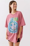 Urban Outfitters Nirvana Distressed T-shirt Dress In Pink