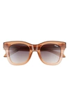 Quay After Hours 50mm Square Sunglasses In Crystal Caramel/ Smk To Taupe