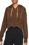 Nike Air Fleece Cropped Hoodie In Brown In Cacao Wow/ Ale Brown