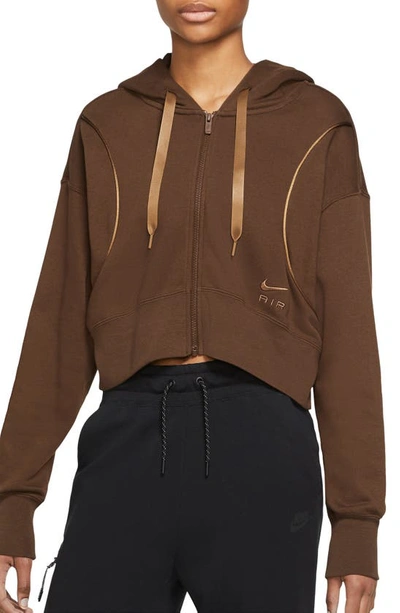 Nike Air Fleece Cropped Hoodie In Brown