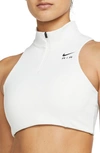 Nike Women's Air Swoosh 1/2-zip Medium-support 1-piece Pad Sports Bra In White