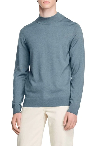 Sandro Industrial Mock Neck Wool Sweater In Middle Grey