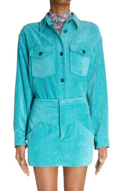 Isabel Marant Madiana Button-up Corduroy Shirt In Blue-med