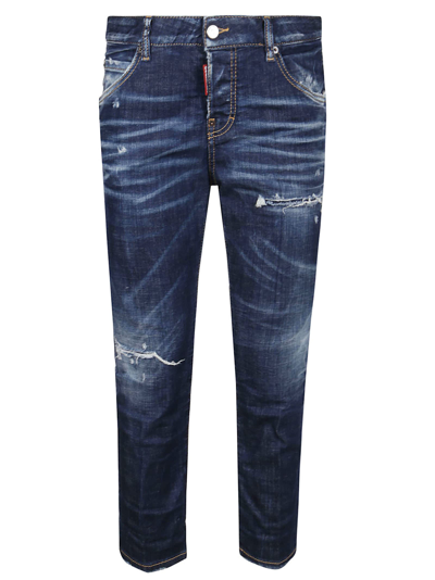 Dsquared2 Cool Girl Cropped Jeans In Blu Navy