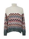 Missoni Zig Zag Print High Neck Sweater In Gv Multicolor Light