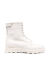 Woolrich Leather Ankle Lace-up Boots In Ivory