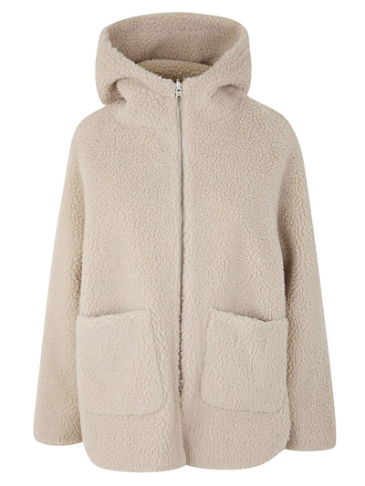 Il Gufo Eco Shearling With Hood And Zip In Brown